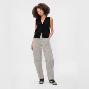 GAP High Rise Barrel Khakis in New Off White Blue Stripe, Size 12P